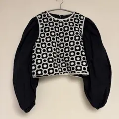美品 ZARA クロップドトップス M 黒/白
