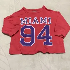 BREEZEベビー90cm長袖カットソー　長袖トップス　ロンT レッド　ロゴ