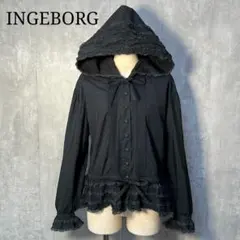 希少☆ INGEBORG インゲボルグ フリル&ピンタック フード付きブラウス