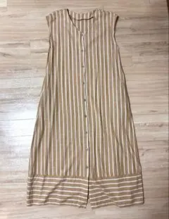 le.coeur blanc ロングワンピース ベージュストライプ　ペチコート付