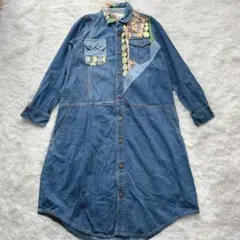 Amina＊パッチワークデニムワンピース 個性派