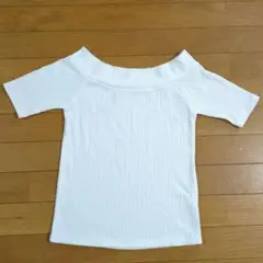 one way オフショルダー リブTシャツ ホワイトのサムネイル