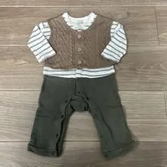 petit main ボタン付きロンパース 80