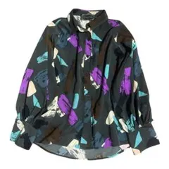 Libby&Rose 柄シャツ 多色抽象パターン　ペイント　長袖シャツ