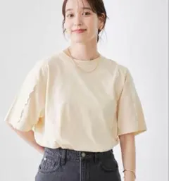 【匿名配送✨️】coenコーエン 配色 メローデザイン Tシャツ ベージュ Mのサムネイル
