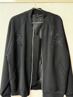 TARGETTO 刺繍ブルゾン MA-1 黒 韓国 花柄のサムネイル