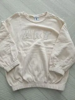 センリ　ART刺繍クリーム色トレーナー　М　120cm相当　韓国服