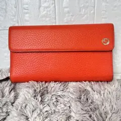 極美品✨GUCCI 大容量　インターロッキング　シボレザー　長財布　オレンジ