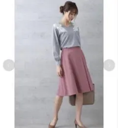 サイドタック フレア スカート ピンク パープル 春夏 仕事 オフィス ビジネス