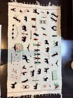 カラフル刺繍ラグ　モン族　インド刺繍　ヴィンテージ