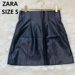 ZARA 黒 フェイクレザー タイトスカート S