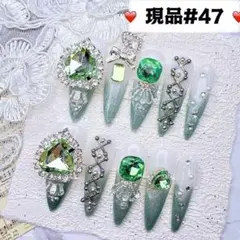 47現品推しネイルチップ付け爪量産型姫ギャルクロムハーツチークy2k痛ネイル