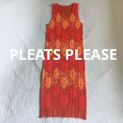 【美品】 PLEATS PLEASE ノースリーブ ワンピース フラワー　日本製のサムネイル