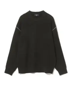 リブ編み ブラック クルーネック セーター(タグ付き)