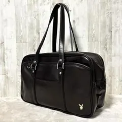 PLAY BOY スクールバッグ 肩掛け ブラウン ゴールドロゴ 刺繍のサムネイル