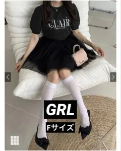 【新品未使用】GRL パールロゴ刺繍ニットトップス[fu160]ブラック F