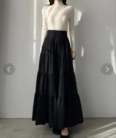 Louere ハイウエストティアードフレアスカート Mサイズのサムネイル