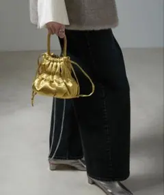 サロンアダムエロペ 2WAYベロアサテンギャザーバケットミニバッグ