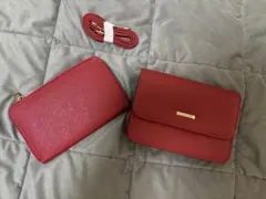 ウォレットショルダー ショルダーバッグ ハンドバッグ お財布 レッド