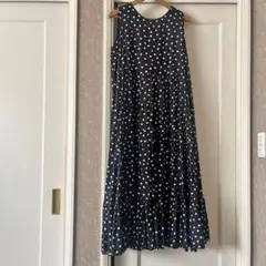 ビアズリー クリンクルドットワンピース ドットノースリーブティアード