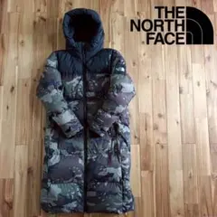 希少　完売品　ノースフェイス　ロングダウンジャケット　カモフラージュ　ビッグロゴ