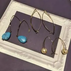 大きめピアス まとめ売り ゴールドカラー 3点 未使用