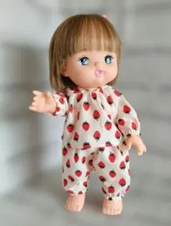 メルちゃん用パジャマ　いちご生成り