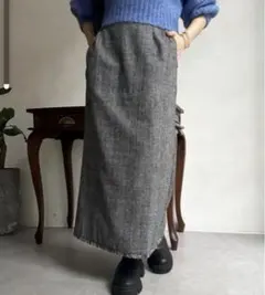 美品　doudou  ドゥドゥ　グレンチェックフリンジタイトスカート