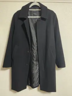 アンリラクシング【S】ロングチェスターコート ブラック シンプル 無地 ウール