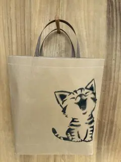 861 お米袋10kgをリメイクしたねこのバッグです。のサムネイル