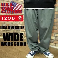 PC1-935【USA買付 IZOD】美品 美シルエット ワイド ワークチノ