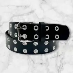 スタッズベルト　ダブルピンベルト　y2k 韓国　黒