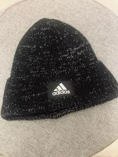 adidas 黒(白ミックス編み)ニット帽 ★お値下げ済