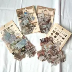 ❤新品❤フレークシール レトロ コラージュ 40枚 ×4セット 半透明シール