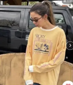 ロキシー　グラフィックリンガー　長袖ロンT オレンジ