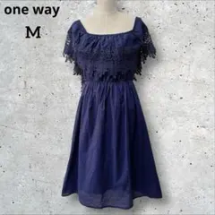 one way オフショル ワンピース ネイビー レース コットン100％ Mのサムネイル