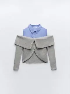 コントラストカットアウトニットセーター　ZARA