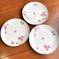 レトロな花柄陶磁器皿3枚セット