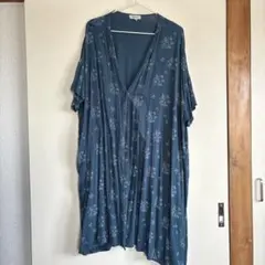 花柄ブルーチュニック 半袖