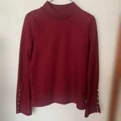 バーガンディ ハイネック セーター