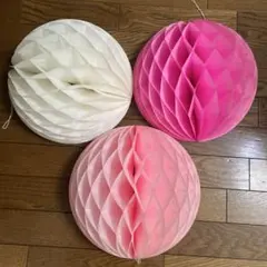허니컴 볼, 3개 세트, 핑크, 화이트