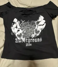 オフショルダー 半袖Tシャツ 『スカル柄』