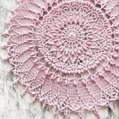 ハンドメイド 立体ドイリー ピンク 24cm