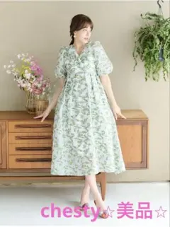 チェスティ フローラルノットワンピース 花柄 パフスリーブ⭐︎完売品 