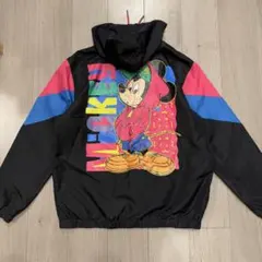 ディズニー　ミッキー　アノラックパーカー　黒　キャラ　L ナイロンジャケット