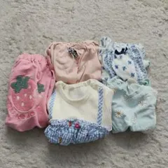 ②ベビー服5枚まとめ売り　女の子　トップス　ズボン　保育園着　Tシャツ
