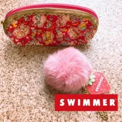 スイマー　チャーム　ポーチ　ピンク　ファー　キーホルダー　くま　swimmer