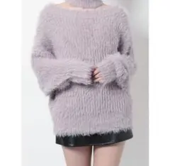 【GYDE】ジェイダ オフショルシャギーチョーカーニット くすみパープル　F