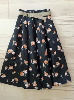 【dazzlin】花柄フレアスカート ベルト付き