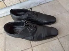 黒 レザー レースアップシューズ